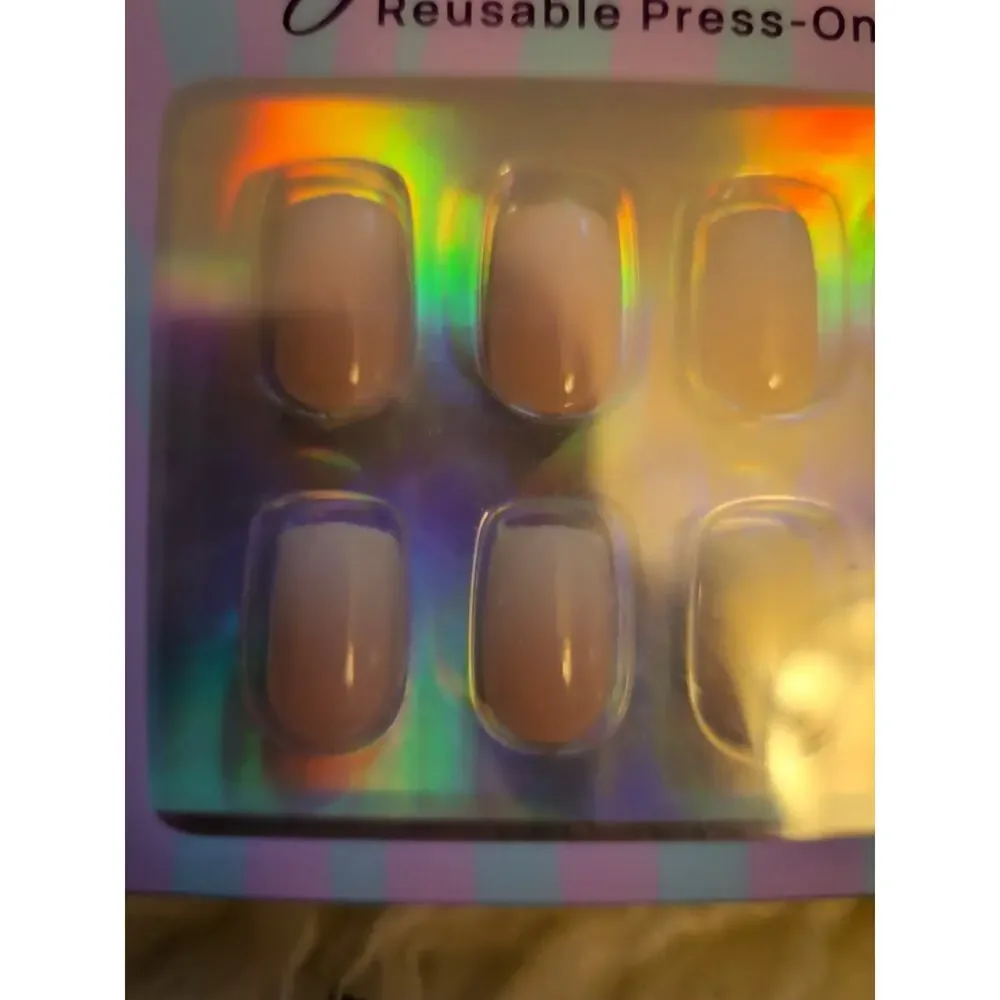 2 Boxes BTArtbox Gel Press-On Nails Beige Ombre Square Medium Reusable French